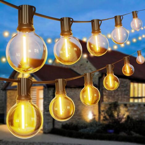 Lichterkette für draußen, 30 m – G40, 110 ft, 50 + 4 LED-Lichterketten für den Garten, Glühbirnen, anschließbar, Außenbeleuchtung, IP54, wasserdicht, Lichterkette für den Außenbereich, Terrasse, Pergo