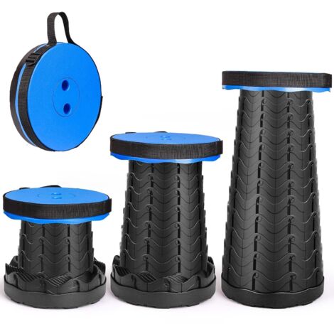 Klapphocker, tragbarer Hocker der zweiten Generation, leicht und stabil, höhenverstellbar, 170 kg Tragkraft, für Outdoor, Wandern, Angeln, Grillen, Indoor, Reisen, Party (blau)