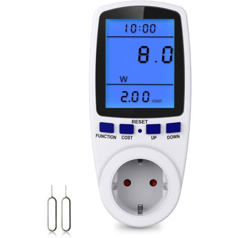 Stromzähler für Steckdose, Stromzähler für Balkonkraftwerk, Strommessgerät Energiekostenmessgerät, Mini Solaranlage mit LCD-Hintergrundbeleuchtung, Max 3680W/16A