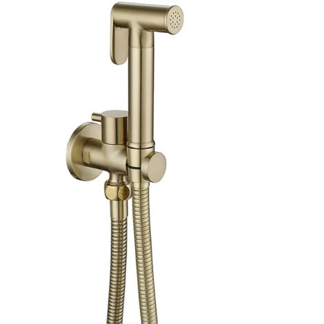 Toiletten-Sprühset aus gebürstetem Gold, an der Wand montiertes Bidet-Toiletten-Sprühset aus Messing, Handbidet-Sprühset aus Messing, Hochdruck-Handbidet-Sprühset für die persönliche Hygiene (gebürste