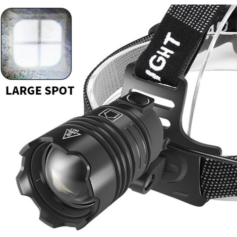 Wiederaufladbare LED-Stirnlampe, ultrastarke 50000-Lumen-Taschenlampe, XHP70.2-LED-Stirnlampe mit 3 Modi, 5600 mAh, USB-C, zoombar, IP65-Stirnlampe für Camping, Angeln, Wandern