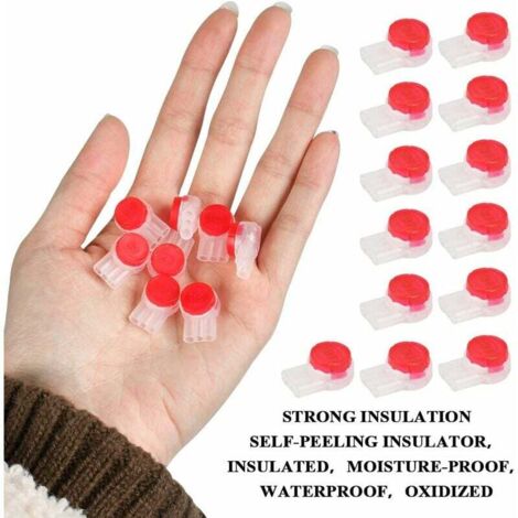 100 Stück Kabelverbinder zu UR2-Schnellspleißverbinder, wasserdichte Klemmen mit Knopf (3 Löcher, rot) (1/2)