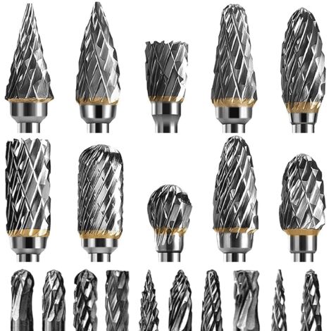 20-teiliges Hartmetall-Fräserset, Rotationsfräserset aus Wolframstahl, 1/8-Zoll-Größe, für Holzbearbeitung, Metallpolieren, Gravieren, Bohren