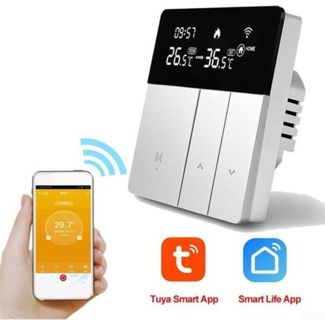 Smart WiFi Thermostat mit App für elektrische Fußbodenheizung, digitaler Regler, 25A elektrische Heizung mit WIFI (inkl. 3m Sensorkabel), Fernbedienung, für Tuya, Smart Life App, kompatibel mit Multip