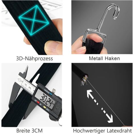 Spanngurte Mit Haken – 2 Stück, 2 M Verstellbar, Extra Stark Für Fahrrad, Motorrad & Gepäck