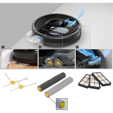 Ricambi per robot aspirapolvere iRobot Roomba 800 & 900 Serie 860 866 870 876 880 866 896 960 966 976 980 981 – Kit di manutenzione completo con 2 spazzole principali, 3 filtri HEPA e 3 x Spazzole