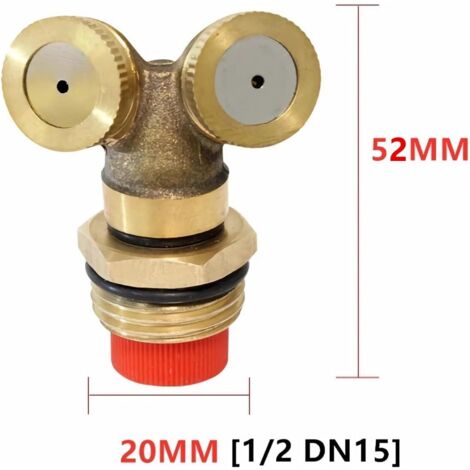 Stück 2 Löcher Messing-Sprühdüse, Vernebelungsdüse Gartensprinkler Wasserschlauch-Anschlussstück, für Rasen, Gartenbewässerung, Landwirtschaftsbewässerung (1/4)