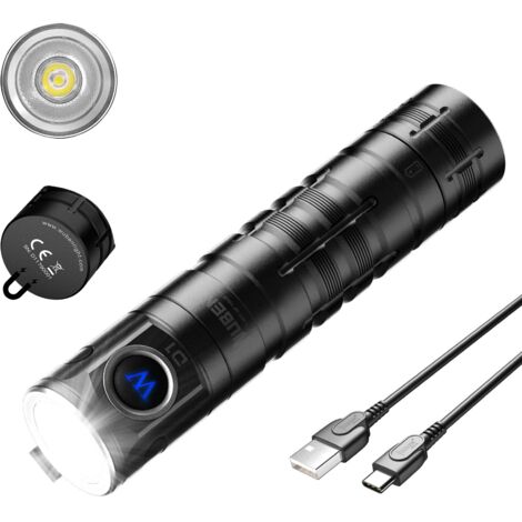 D1 EDC LED-Taschenlampe 1100 Lumen, magnetische wiederaufladbare Taschenlampe IP68 wasserdicht, kleine Zweiwege-Ansteck-Taschenlampe 6 Modi für Camping, Wandern, Arbeiten im Freien