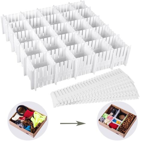 16-teiliges Schubladenteiler-Set, verstellbarer Schubladen-Organizer, Kunststoff-Schubladenteilergitter für Unterwäsche, Socken, Make-up, Bürobedarf, Bad, Küche usw.