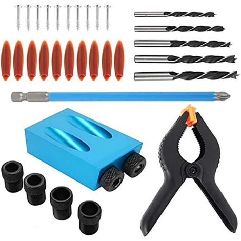 Taschenloch-Vorrichtung, Dübelbohrer, Schreiner-Set, mit Clip und Schraubendreher, Schreiner, Holz, Holzbearbeitung, Gelenkwinkel, Werkzeug, Tischlerei, Locator, Handwerk, Holzbearbeitung, Holz, 34 St (1/5)