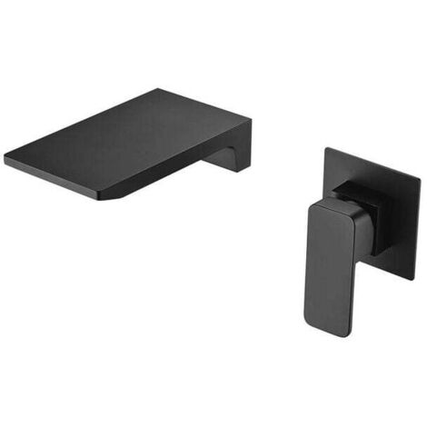 Glänzend verchromt Badezimmer Wasserfall Waschbecken Mischbatterie Wandmontage Waschtischarmaturen Wasserfall Badewanne Mischbatterie LT-416 SCHWARZ