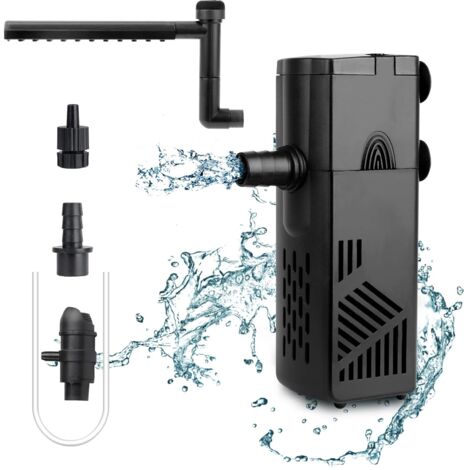 fishkeeper Aquarium Filter,10W 570L/H Einstellbarer Durchfluss Aquarium Innenfilter,4in1 Leise Aquarium Pumpe mit Filter für Aquarien 60-300L,Leicht zu Reinigende Aquarium Filterschwamm mit Filterfach
