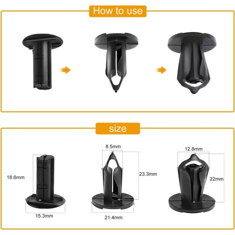 GOOACC 100 Clip Fissaggio Paraurti In Nylon 8mm - Ricambio GM/Ford/VW - Rivetti A Pressione Universali - 2