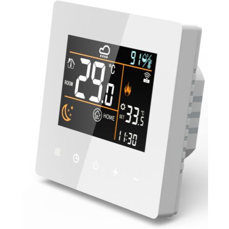 Smartes WiFi-Thermostat mit App für elektrische Heizung, digitaler Regler, 25A elektrische Heizung (inkl. 3m Sensorkabel), programmierbar, Tuya APP Mobile Fernbedienung, Voice Connectable, weiß
