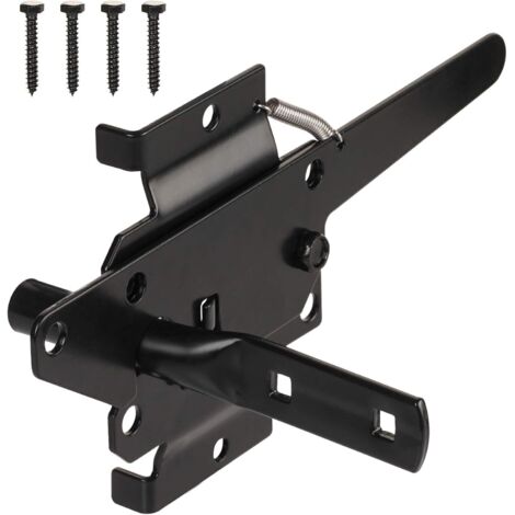 Säulentorschloss für Holzzaun – Robustes, selbstsicherndes Torschloss für Pool-/Gartentor-Sicherheitsschloss, automatisches Fingerspitzen-Entriegelungsschloss für Vinyl-/Holzzaun, schwarze Oberfläche (1/5)