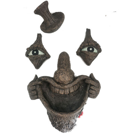 Baumrinden-Monstergesicht, Vogelhäuschen, Baumgesichtsstatuen, Baumgesichtsskulptur, kreative Oster-Requisiten für Waldpartys im Freien, Fantasy-Filme (1/5)