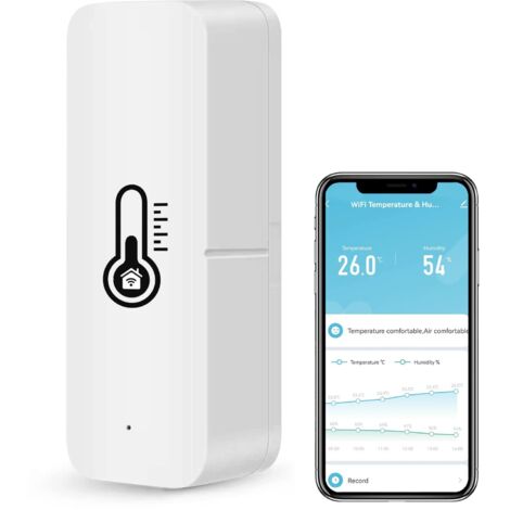 Intelligentes WiFi-Thermometer-Hygrometer, Bluetooth-Innen-/Außentemperatur- und Luftfeuchtigkeitssensor, Alexa/Google Assistant WiFi-Thermometer-App-Fernbedienung für Zuhause. 1 Packung