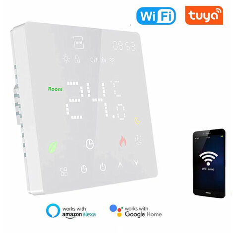 Tuya WiFi 3A Wassererhitzer/Boiler Thermostat für Wasserheizungssysteme, programmierbare Temperatur Timer Einstellung Helligkeit, einstellbarer Thermostat, Fernbedienung durch Tuya APP und Smart Life 