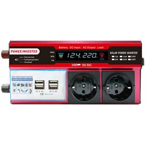 Hocheffizienter Solar-Wechselrichter, reiner Sinus-Wechselrichter für Zuhause, Auto, Wohnmobil, Solar-Wechselrichter mit LCD-Display, 650 W