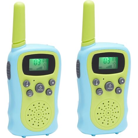2er-Pack Walkie-Talkies für Kinder mit Tastensperre, 10 Ruftöne, große Reichweite, ab 3 Jahren, Blau und Grün