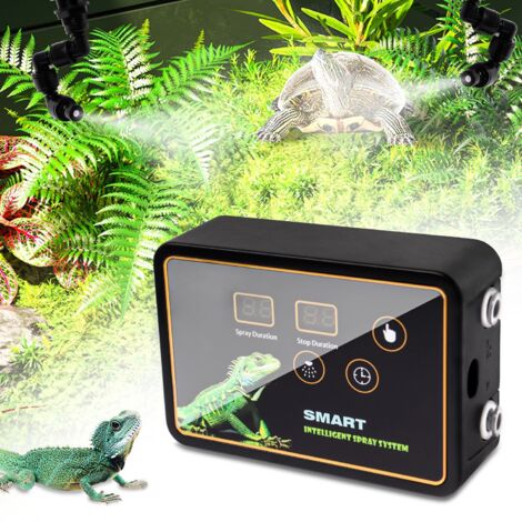 Intelligentes Beregnungsanlage Terrarium, Luftbefeuchter Terrarium mit Timer und Sprühdüsen 360 ° Verstellbare, Terrarium Luftbefeuchter, Vernebler Terrarium für Amphibien Reptilien Pflanzen
