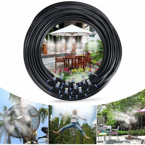 Vernebelungssystem, 15 m, 15 Düsen, Gartenvernebelung, Kühlbewässerungssystem, Verteilungsvernebler für Terrassengarten, Gewächshaus, Trampolin für Wasserpark (15 m)