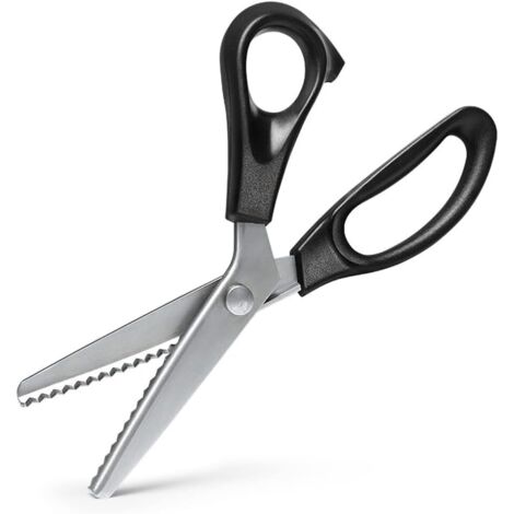 Zackenschere schwarz, 23,5 cm, professionelle schwarze Nähschere aus Edelstahl zum Basteln, Leder, Baumwolle, Papier, Stoff