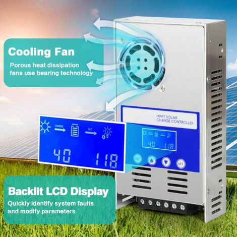 Produktbild von MPPT Solarladeregler 60A – 12V/24V/36V/48V, Max. 160V DC Eingang, LCD, Für Alle Batterietypen