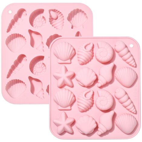 2er-Pack Seestern-Silikonformen mit 16 Mulden, wiederverwendbare Muschel-Fondant-Muschelformen für Seife, Schokolade, Süßigkeiten, Pudding und Eis (1/5)