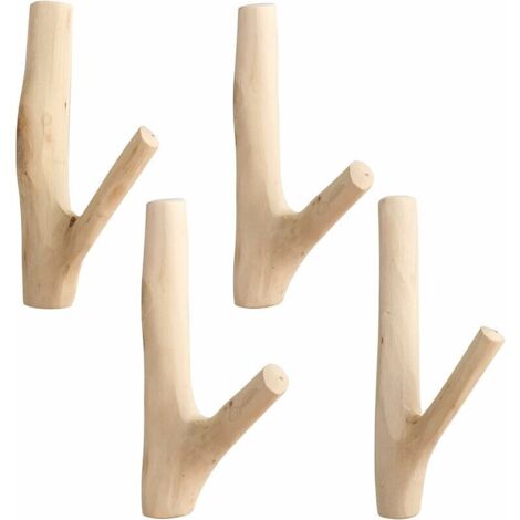 Garderobenhaken aus Naturholz, Garderobenhaken aus Holz, zylindrischer Wandhaken, dekorativer Garderobenhaken, Garderobenhaken aus Holz zum Aufhängen von Mänteln, Hüten, Taschen, Handtüchern (Breite 2