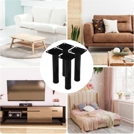 Stück 15 cm Möbelbeine, mit Schrauben Verstellbares Metall Couchtischbein Schwarz, Höhenverstellbare Möbelbeine für Sofa Schreibtisch Küchenschränke Verstellbar (1/5)