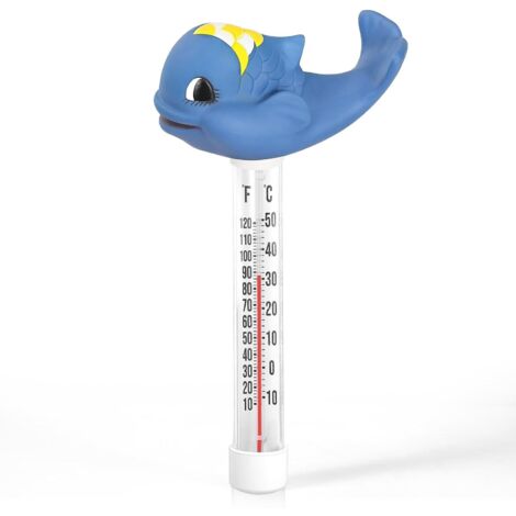 Schwimmbadthermometer mit Cartoon-Tiermotiv, Blauer Hai, Schwimmbecken-Zubehör, Wasserzähler