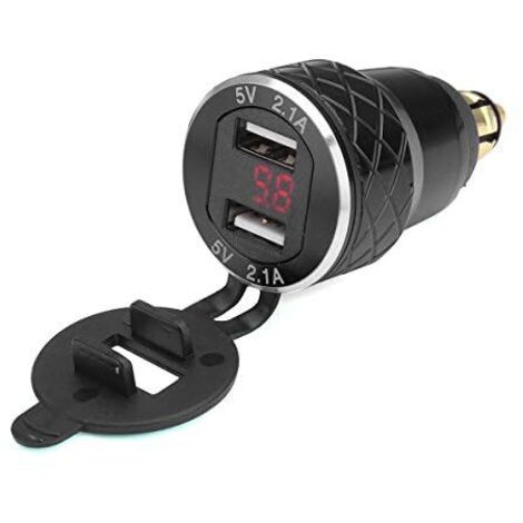 12V-24V 4.2A Rot Voltmeter Motorrad Dual USB Ladegerät Din Buchse für BMW Motorrad-Schwarz (1/5)