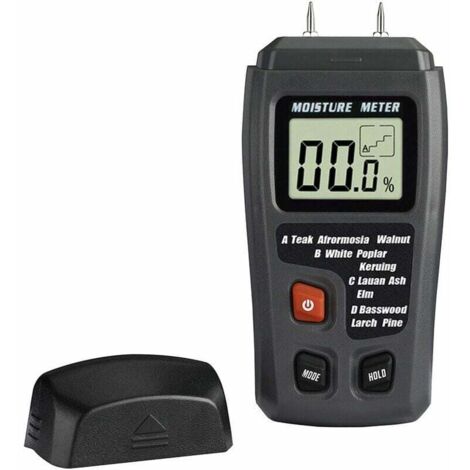 Holzfeuchtemessgerät Tester (ohne 9 V) Digital 2 Pin, 4 Modi LCD-Anzeige, Genauigkeit: ±0,5 % Holzfeuchtedetektor für Brennholz, Papier, Karton, 099,9 % Holz 56Vingt