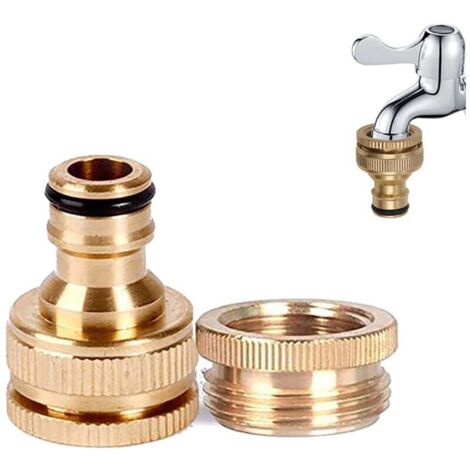 Messing-Gartenhahnanschluss, 1/2 Zoll und 3/4 Zoll, 2-in-1-Buchse auf Split-Adapter für Gartenschlaucharmaturen, Wassergewinde-Hahnadapter