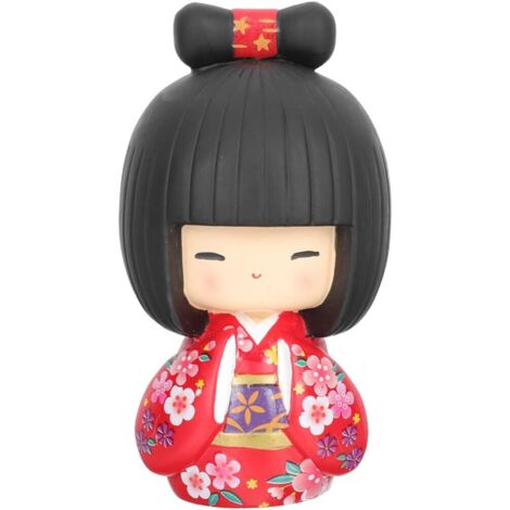 Japanische Puppendekoration, Sammlerfiguren, Kokeshi, entzückende Dekoration, Kunsthandwerk, Ornament für die Inneneinrichtung (rot) (1/5)