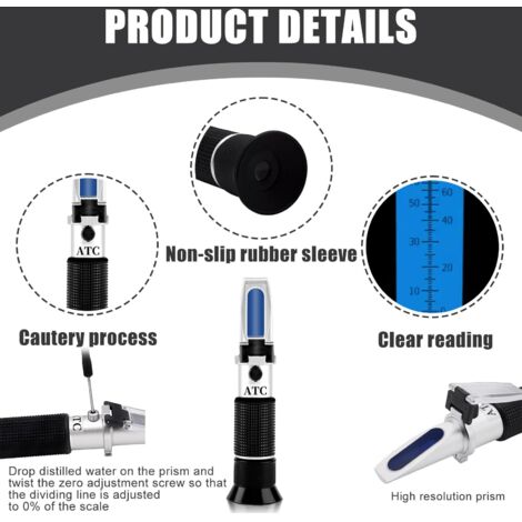 Alkohol-Refraktometer, Handrefraktometer, tragbares Refraktometer mit ...