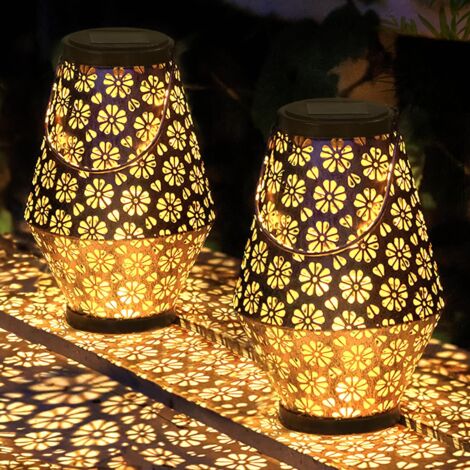 Solar Gartenlaterne, 2 Stück Solarlaterne Außenlaterne Energie Hängende Solarleuchten für Outdoor Garten für Patio Terrasse Hof Tisch Party Festliche Orientalische Heimdekoration