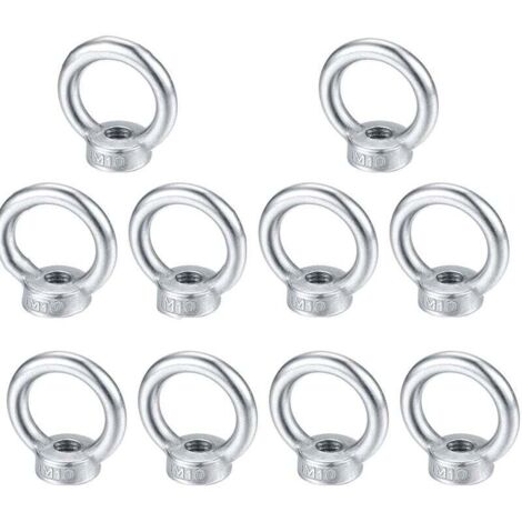 Tuerca de ojo giratoria M10, perno de ojo de anillo de elevación, tuerca de anillo de acero inoxidable 304, tuercas de ojo de tornillo - 10 piezas