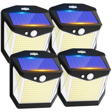 Solarlampe Außen Bewegungsmelder - 248 LED Solarleuchte Außen IP65 Wasserdicht 270° Beleuchtung Kabellose Sicherheitswandlampe Außenwandleuchte für Garten 4er Pack (1/5)