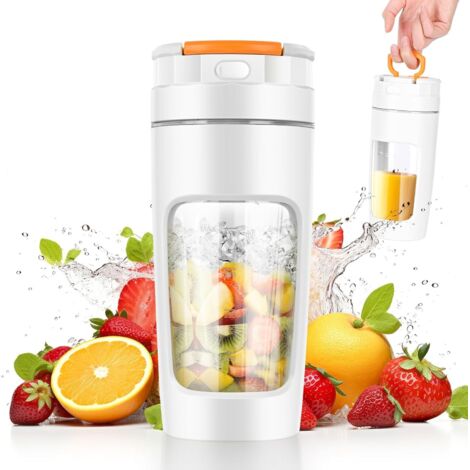 Tragbarer Mixer, 600 ml, tragbarer Smoothie-Mixer, 20.000 U/min, leistungsstarker Smoothie-Mixer mit 4 Klingen, Mini-Mixer mit Reisedeckel für Küche, Fitnessstudio, Büro (weiß) (1/5)