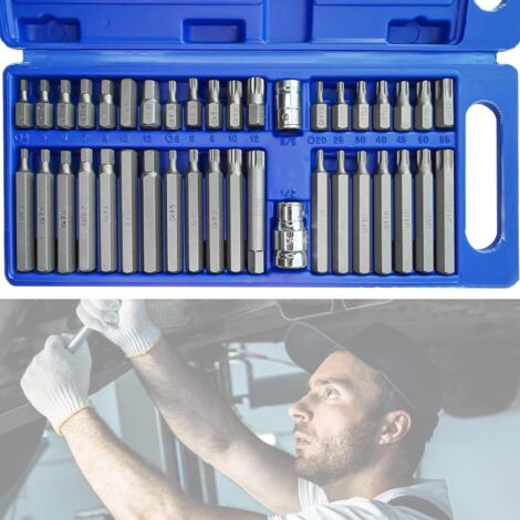 40-teiliger Schlagsteckschlüsselsatz, Schraubendreherbits, Schlagschrauber, Sechskantschlüssel und Keilwellenschlüssel, Torx-Bit, 1/2 Zoll 3/8 Zoll Antrieb, Autoreparatur (1/5)