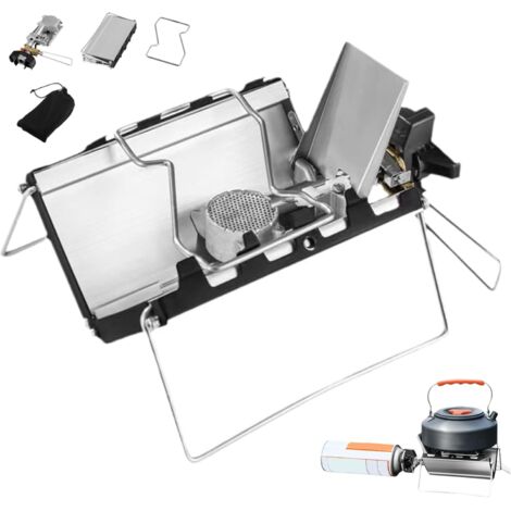 Tragbarer Campingkocher mit Zündung, 3500 W faltbarer Kassettenkocher, winddichter Camping-Gaskocher, hitzebeständiger Rucksackkocher für Picknick im Freien, Wandern (1/5)