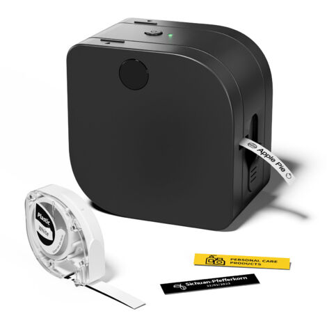P12 Etikettendrucker, Mini Beschriftungsgerät Bluetooth, Etikettiergerät Selbstklebend Kompatibel with iOS & Android Phone, Thermotransfer-Labeldrucker für Zuhause, Büro,Drucker + 1 Etikettenrolle