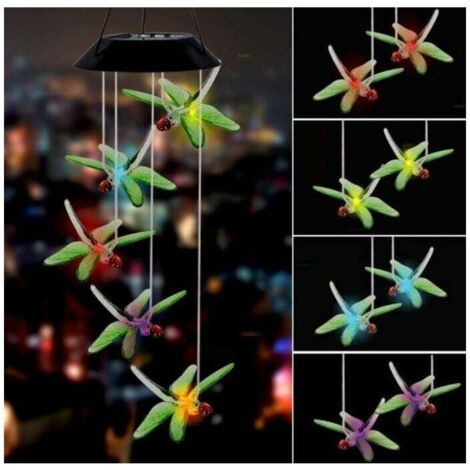 LED-Windspiel mit Libellenmotiv, Farbwechsel, Solar-Windspiel für den Außenbereich, wasserdicht, Windmobile mit Solarleuchten, Dekoration für Garten, Hof, Terrasse, Zuhause, Geschenke für Mama, Ehefra (1/4)