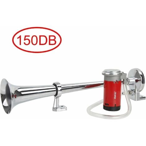 Trompetenhupe, weißes Zinkrohr, 450 mm Länge, Trompetenhupe, 150 dB, 12 V, Lautsprecher für Auto, LKW, Motorrad, SUV