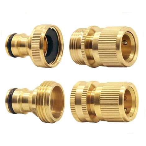 Ausziehbarer Gartenschlauch, männliche und weibliche Adapter, Anschlüsse und Schnelltrenn-Schlaucharmaturen, männlich und weiblich, für Wasser, 3/4 Zoll, GHT, 4er-Pack (1/5)