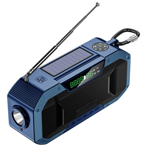 Notfallradio, wasserdichter Bluetooth-Lautsprecher, tragbares AM-FM-Digitalradio mit Taschenlampe, Leselampe, Handkurbel-NOAA-Wetterradio mit Solarpanel, Handy-Ladegerät 5