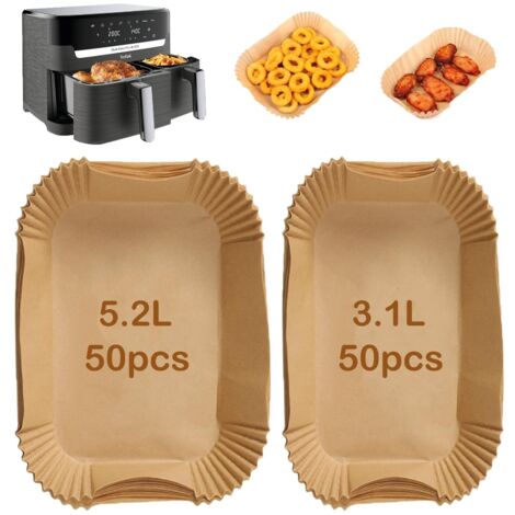 Backpapier für Moulinex EZ9018 5,2/3,1 L Fritteuse, Pergamentpapier für Philips Airfryer 3000 Serie, Airfryer-Backpapier für Lakeland Tower Salter (50 Stück + 50 Stück) (1/5)