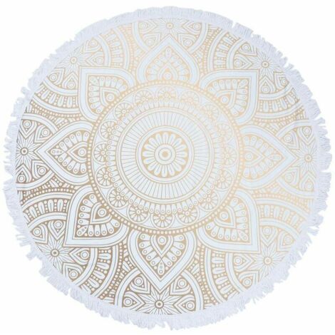 Schnelltrocknendes rundes Strandtuch, Mandala-Strandtuch mit abstraktem Muster, Yogamatte, 150 x 150 cm